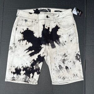 New GUESS Monochrome Tie-Dye Jean Shorts Sz 33